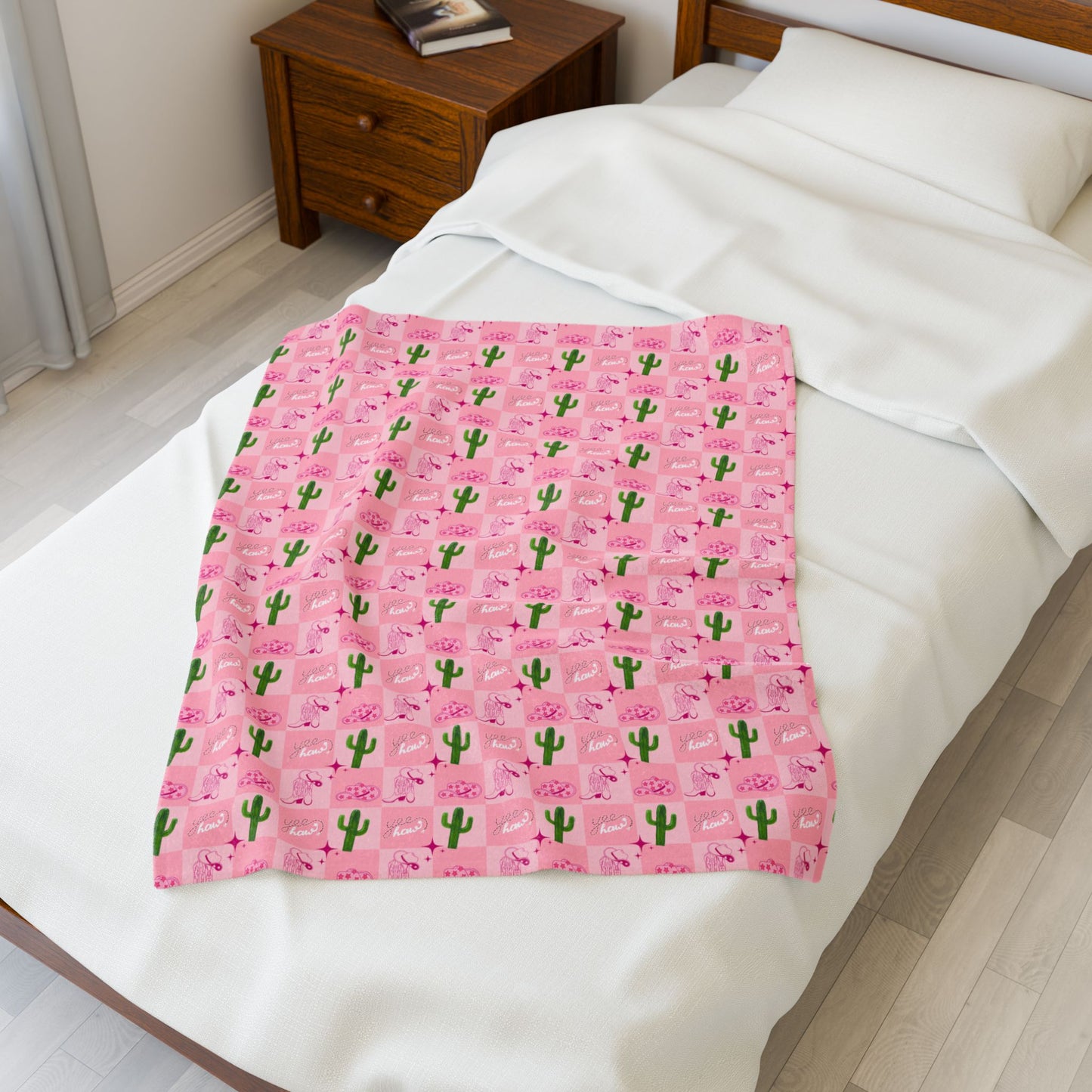 Boho Cowgirl Velveteen Plush Blanket, Soft Throw for Game Day, Cozy Home Decor, Perfect for Sports Fans, Gift for Graduates
