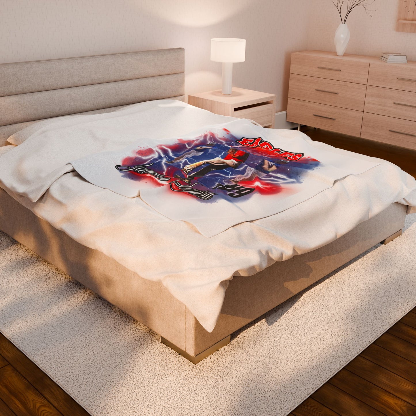 Personalized Eagle Baseball Plush Blanket, Soft Throw for Sports Fans, Great Gift for Players, Cozy Comforter, Kid’s Room Decor