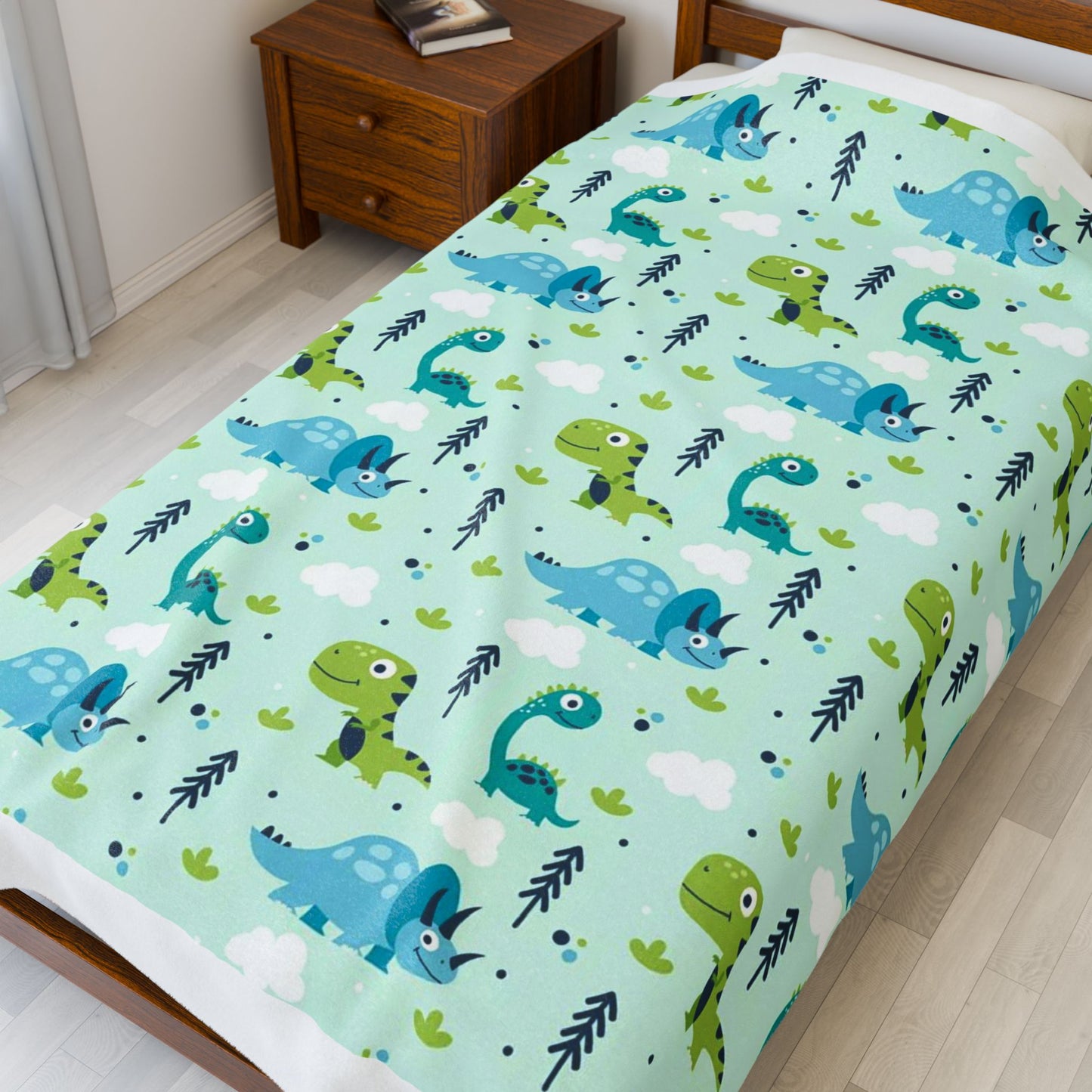 Dino Velveteen Plush Blanket, Soft Throw for Game Day, Cozy Home Decor, Perfect for Sports Fans, Gift for Graduates