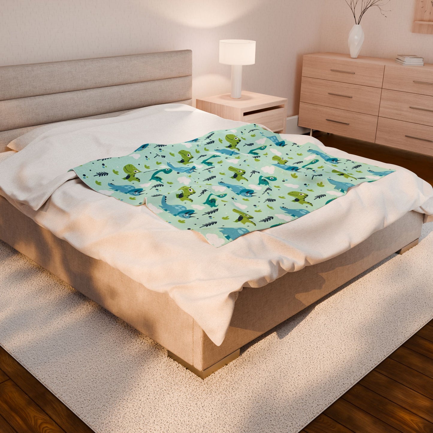 Dino Velveteen Plush Blanket, Soft Throw for Game Day, Cozy Home Decor, Perfect for Sports Fans, Gift for Graduates