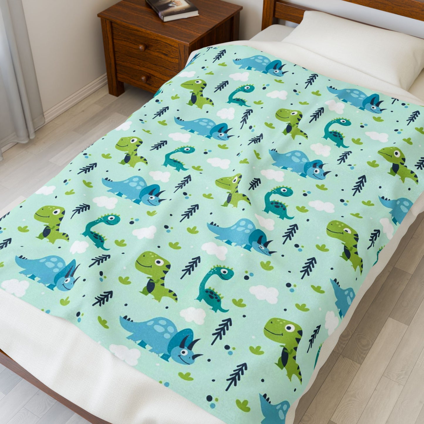 Dino Velveteen Plush Blanket, Soft Throw for Game Day, Cozy Home Decor, Perfect for Sports Fans, Gift for Graduates