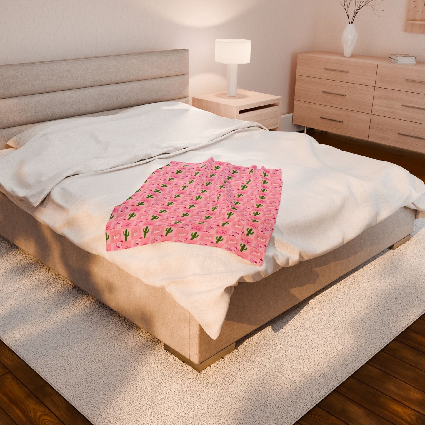 Boho Cowgirl Velveteen Plush Blanket, Soft Throw for Game Day, Cozy Home Decor, Perfect for Sports Fans, Gift for Graduates