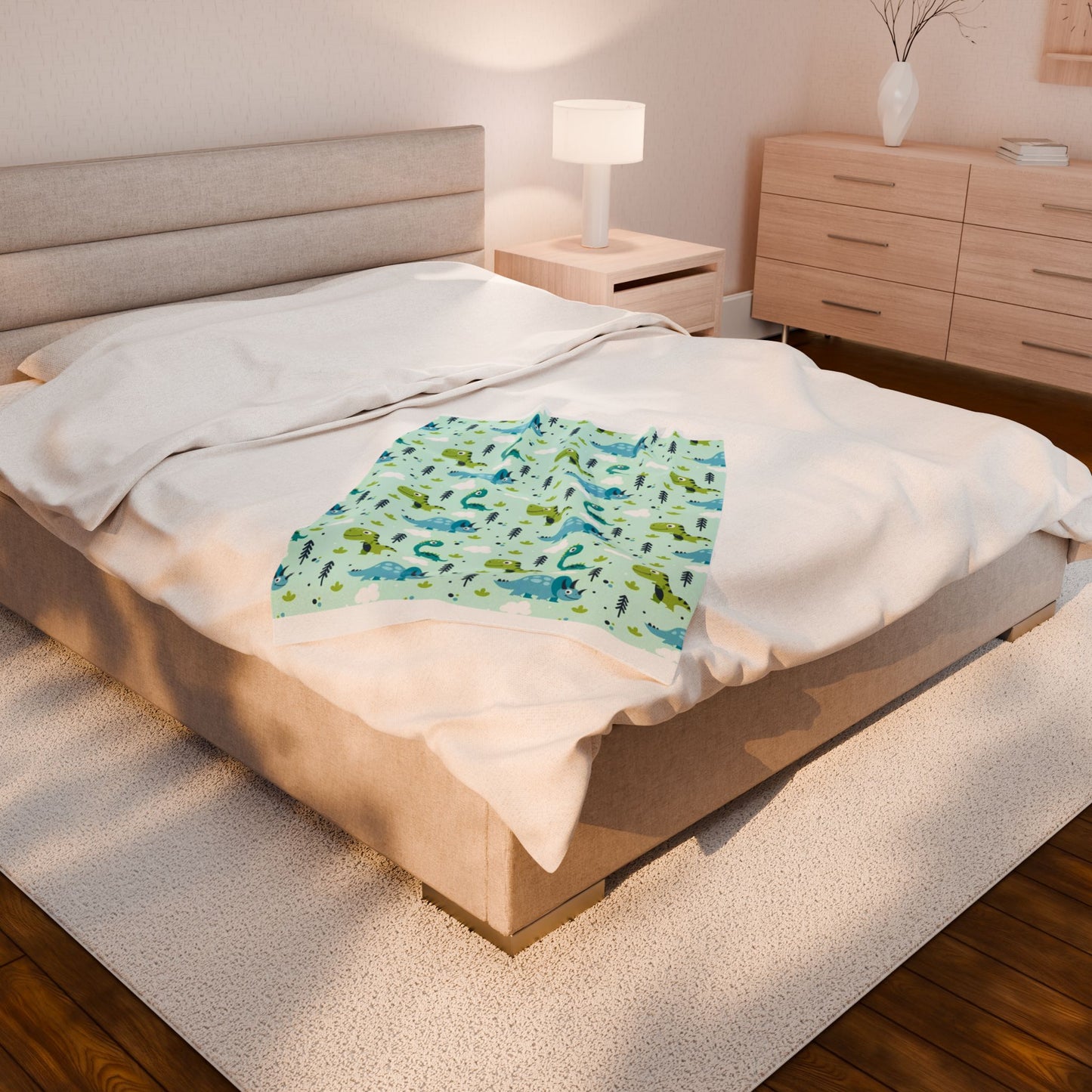 Dino Velveteen Plush Blanket, Soft Throw for Game Day, Cozy Home Decor, Perfect for Sports Fans, Gift for Graduates