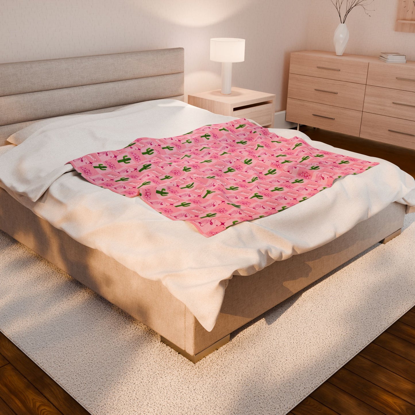 Boho Cowgirl Velveteen Plush Blanket, Soft Throw for Game Day, Cozy Home Decor, Perfect for Sports Fans, Gift for Graduates
