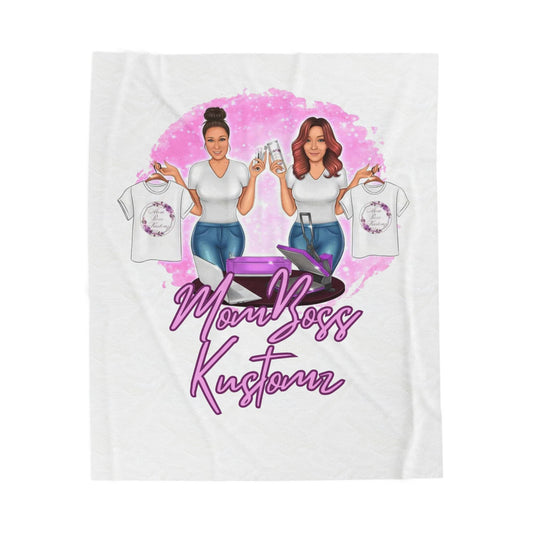Mom Boss Kustoms Velveteen Plush Blanket | Cozy Blanket for Moms, Gift for Mother's Day, Home Decor, Soft Plush Throw, Personalised Blanket